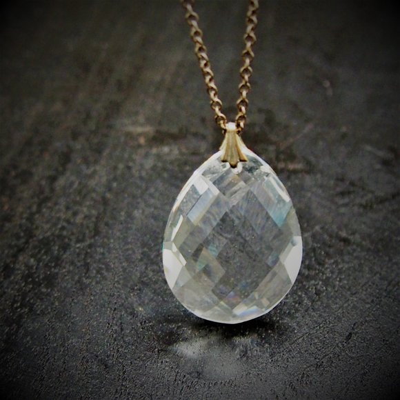 Vintage Jewelry - Glass Crystal Prism Vintage Pendant Necklace